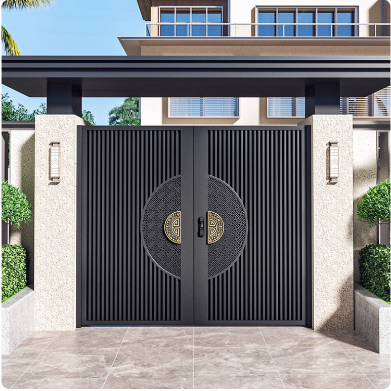 New Chinese-Style Aluminum Alloy Villa Gate Courtyard Gate Double Door Rural Self-Built House Yard Gate Garden Double Door