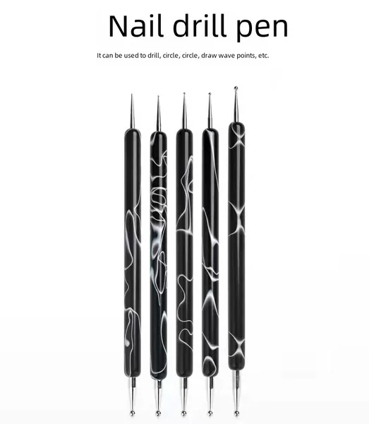 Factory direct supply acrylic ball pen nail pen drill pen pressure line pen 5 nail tools in stock