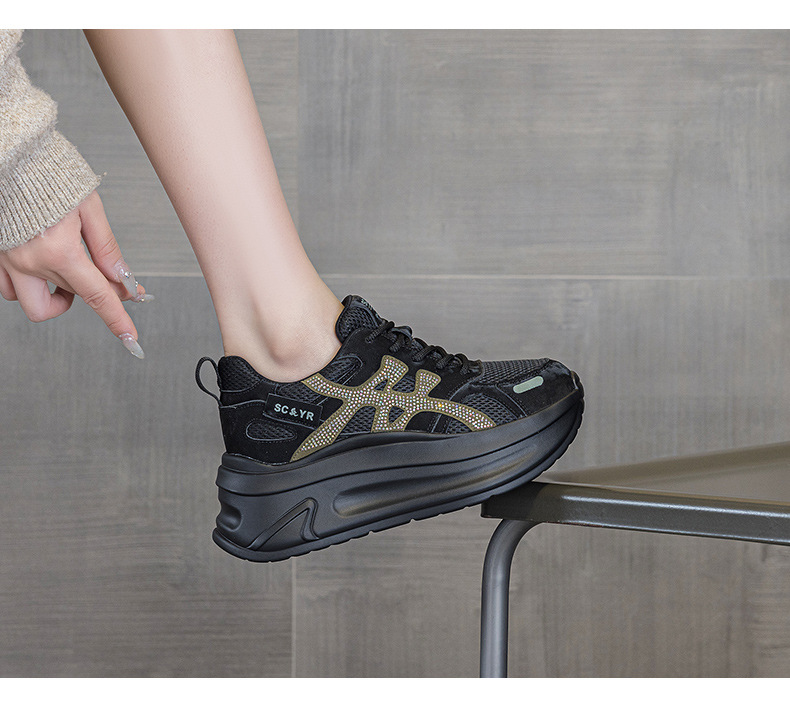 Giày sneaker nữ đế dày tăng chiều cao phong cách dad shoes mới thu 2026 — M2931 màu đen, M2931 màu nâu, M2931 màu xám chi tiết 11
