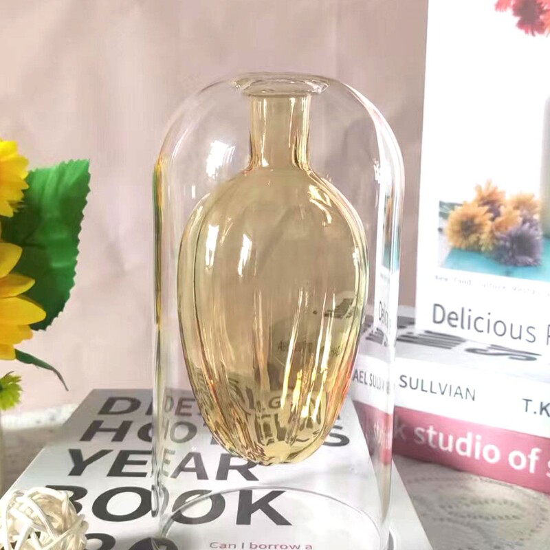 Double-Layer Glass Aromatherapy Bottle, Same Style as on Xiaohongshu, Flameless Aromatherapy, Japanese-Style Vase, High-Value Decorative Piece, Ins-Style
