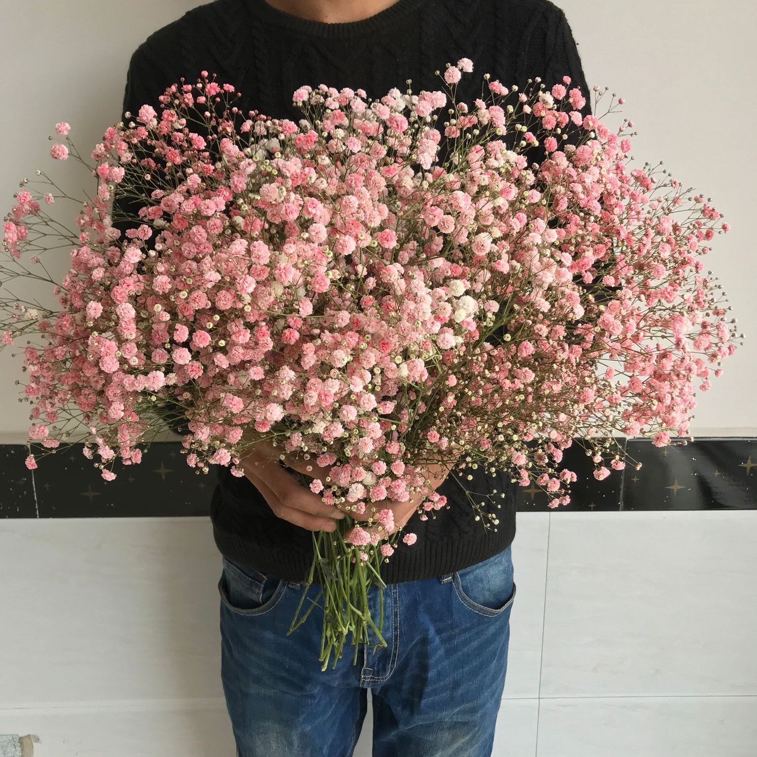 Gypsophile Myosotis séché, décoration d'intérieur, salon, fleur fraîche éternelle, grand bouquet pour la Saint-Valentin_voghion.com