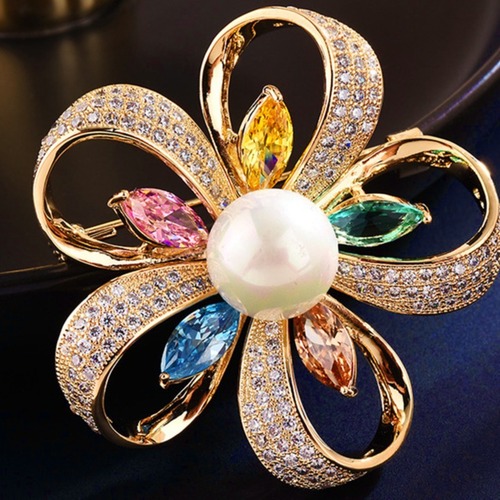 Pearl brooch, high-end niche creative style, coat corsage, versatile, micro-encrusted zircon, clothing pins, accessories wholesale