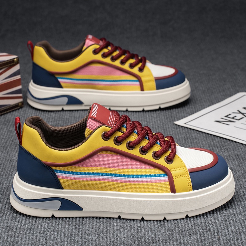 Zapatos de tablero de color personalizado para hombres, nicho, zapatos de moda de todo fósforo de Harajuku, zapatos de hombre de suela gruesa de verano para estudiantes, zapatos deportivos y casuales 2025