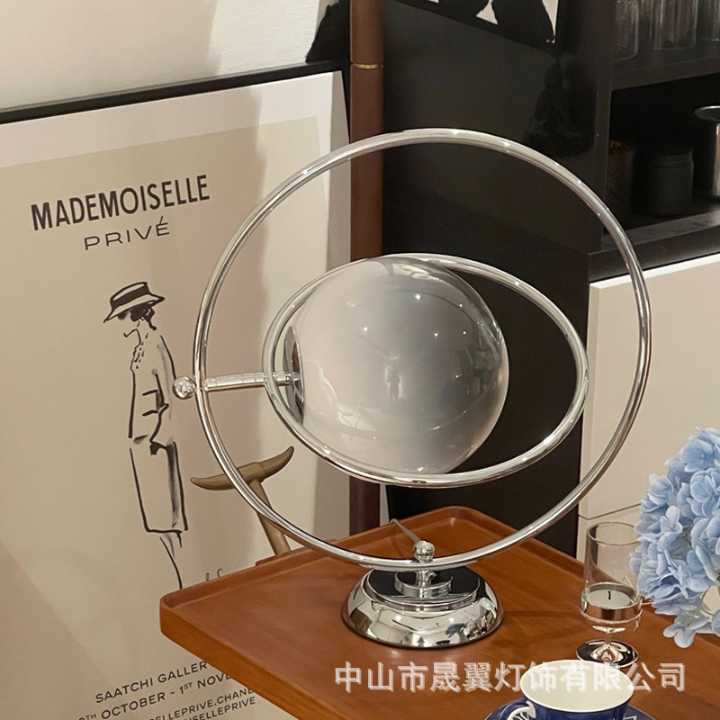 Italian 1970 medieval rotating art table lamp vintage glass moon living room bedroom bedside lamp
