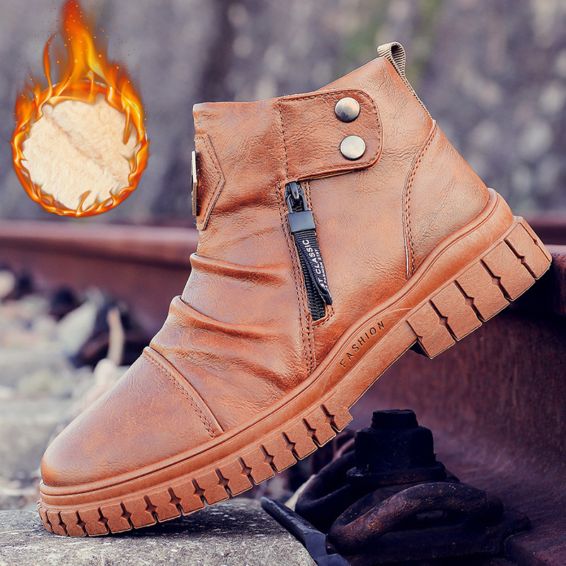 冬季雪地靴男鞋 马丁靴棉鞋男士休闲户外运动鞋增高男鞋一脚蹬男|ms