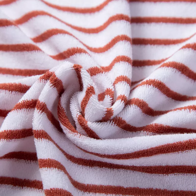 定制32s针织条纹毛巾布涤棉横彩弹力毛巾布浴袍干发帽服装布料