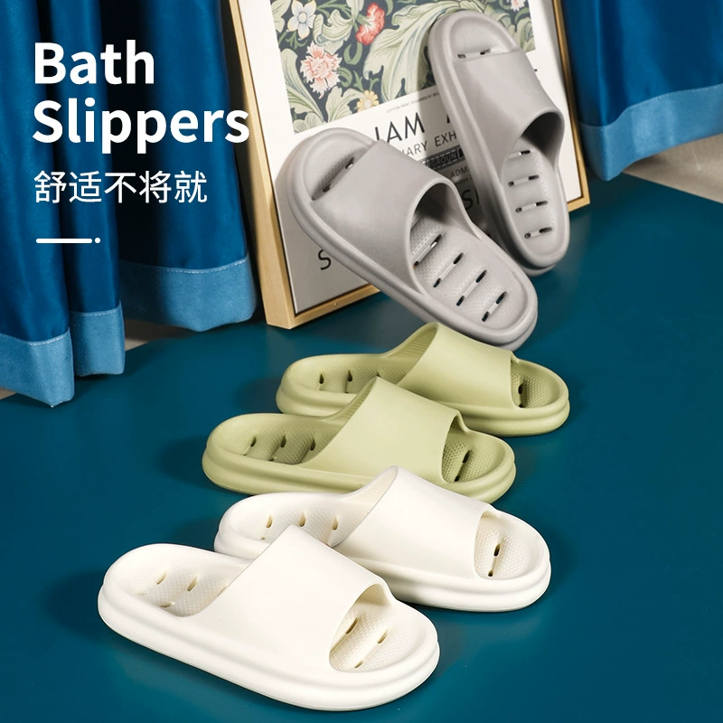 Протекающие Тапочки для ванной, женские летние толстые подошвы, Нескользящие дышащие полые домашние сандалии для туалета, мужские