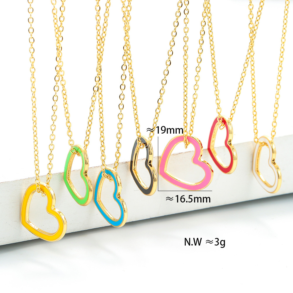 Unisex Gender Plating Design Korea Color Heart-shape Hollow Copper Necklace Wholesale