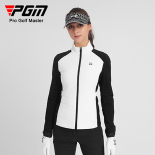 Pgm Golf Jacket Women's Warm and Cold-Proof Clothing Quilted Fabric Color Matching Slimming Look Simple Fashion Sportswear