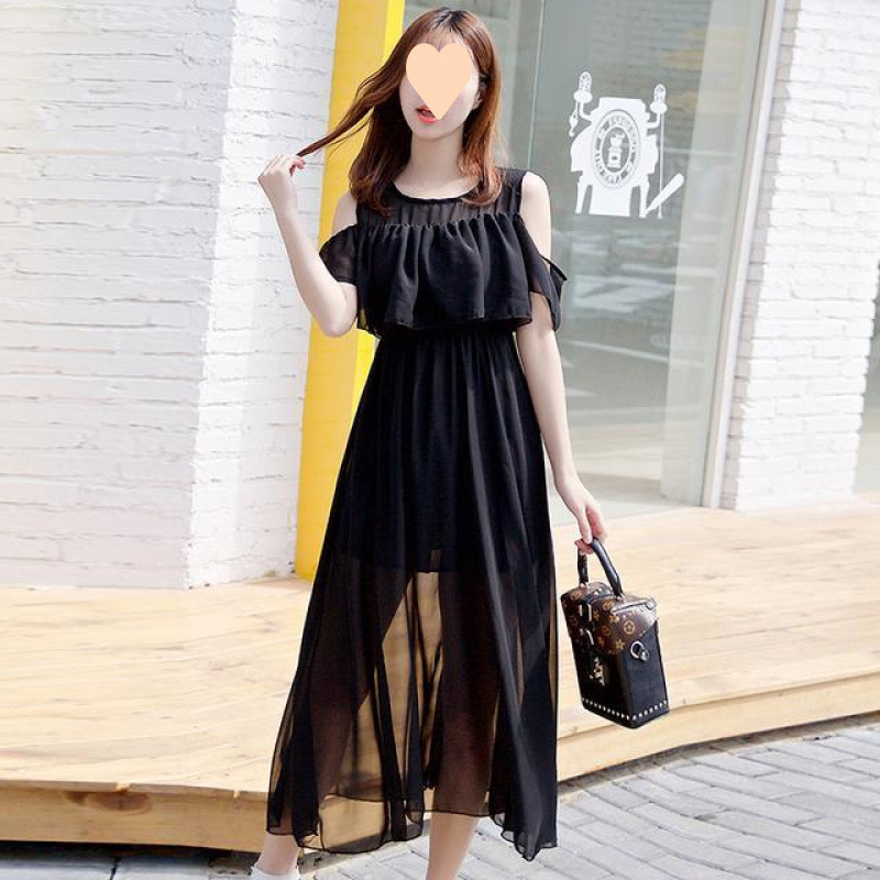 Shiffon cute long beach fresh dress for students
