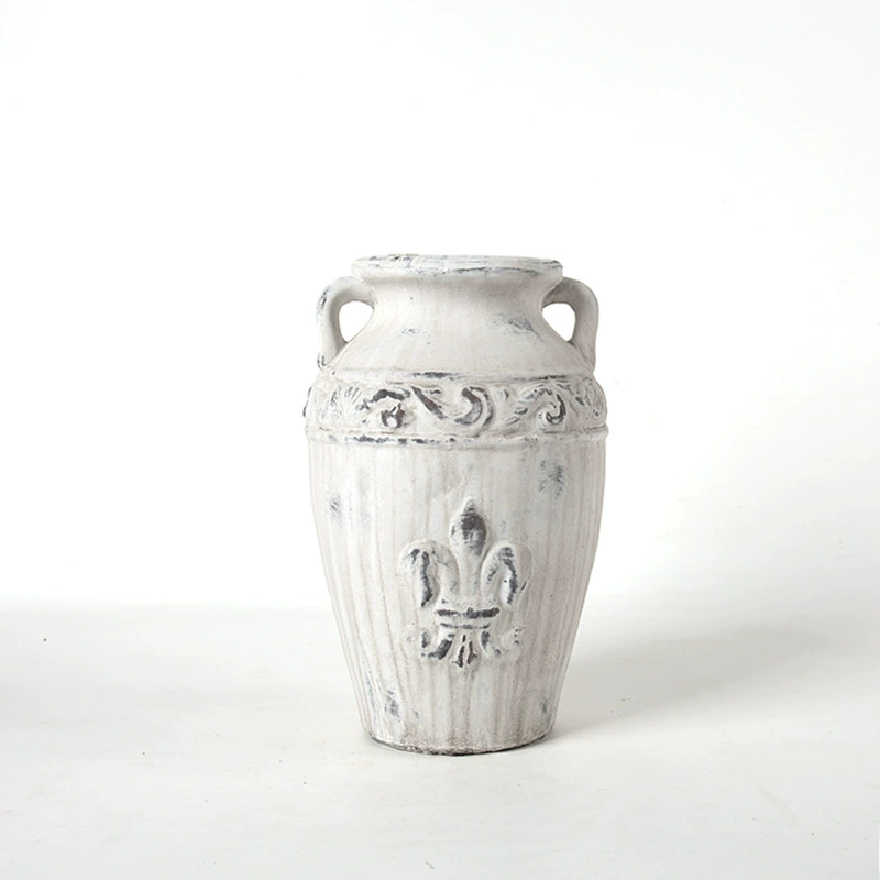 Старая ретро красная глиняная краска для цементной краски ваза для ушей