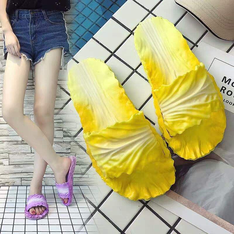 Creative Cabbage Trendy Slippers for Women, New Summer Style for Home Use, Non-Slip Bathroom Slippers for Bathing, Parent-Child Couple, Children's Shoes, Trendy