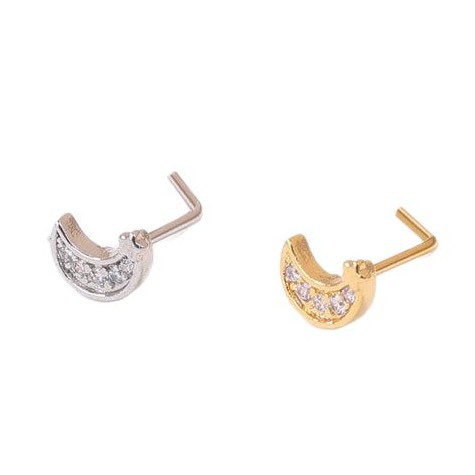 Star And Moon L-shaped Nose Stud In Copper With Zircon For Men_voghion.com
