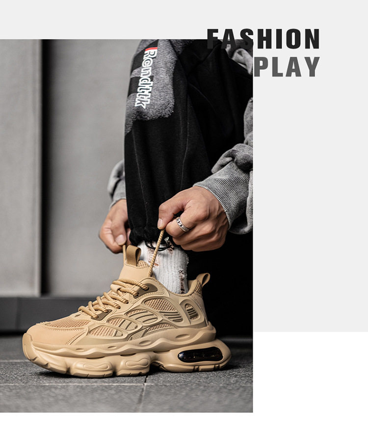 Giày sneaker nam cổ thấp buộc dây đế dày bọc da phong cách thời trang, giày thể thao tăng chiều cao — Cà phê ZS-F 8965m, ZS-F8965 Xingka, ZS-F8965 màu đen chi tiết 13