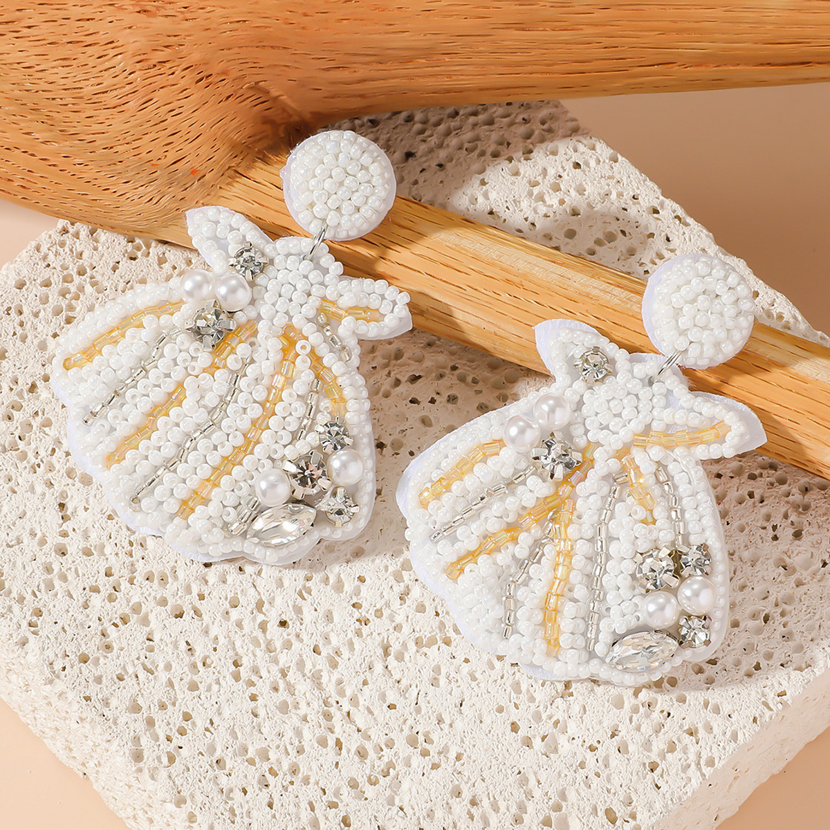 Starfish, Hippocampus Pattern Women's Gender Beaded Design 1 Pair Vacation Starfish Hippocampus Beaded Mostacilla Drop Earrings