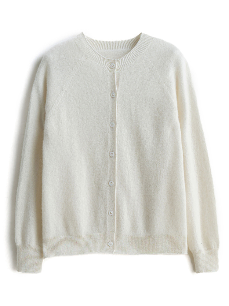 First-line clothing round neck wool knitted cardigan women's autumn and winter loose all-match gold and silver wool sweater long sleeve top