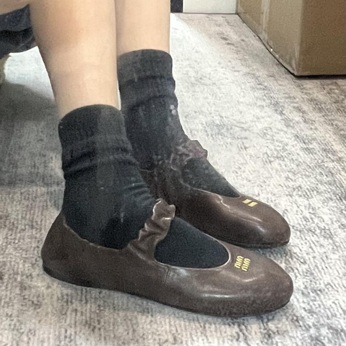 Versión de piel de oveja ~ Miufeng cuero de suela suave zapatos de ballet de mujer zapatos planos con cabeza redonda con zapatos de cama