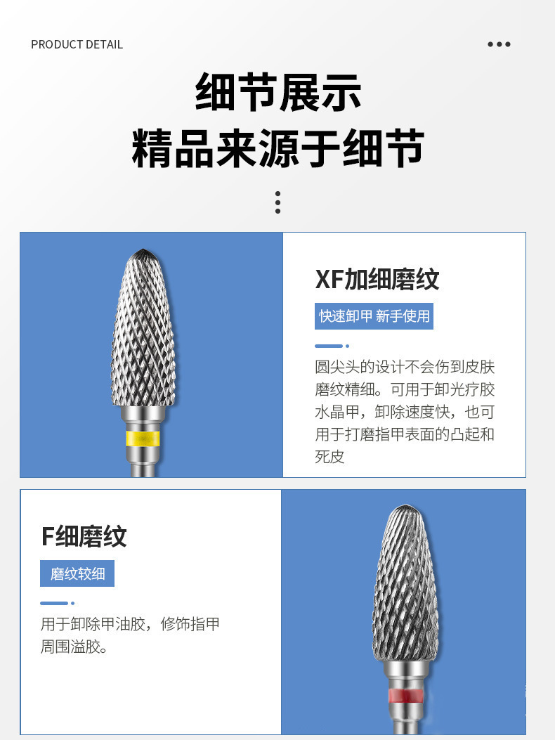 Imported Manicure Tungsten Steel Polishing Head to Remove Nails, Remove Dead Skin, Remove Phototherapy Glue, Crystal Extension Nail Electric Polisher, Universal
