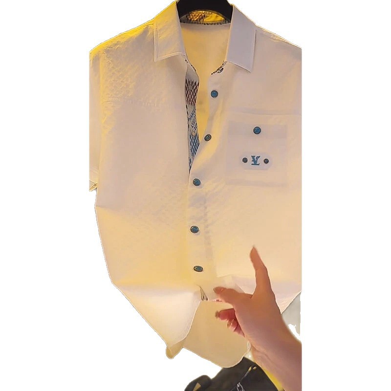 ヨーロッパの高級ブランド紳士服トップス 2025 夏の新デザインテクスチャード紳士カジュアルポロシャツ|undefined