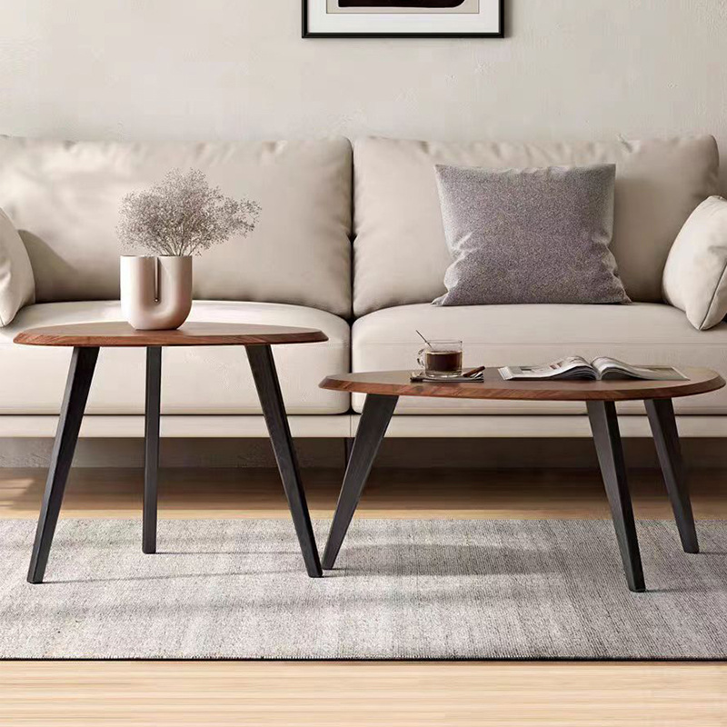 Irregular alta y baja mesa de café simple moderno pequeño apartamento negro nogal tamaño mesa de café combinación creativa sofá mesa lateral