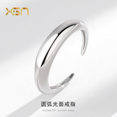 s925 sterling silver arc glossy ring for women ins trend simple geometric hand ornaments cold style personalized vegetarian ring index finger ring