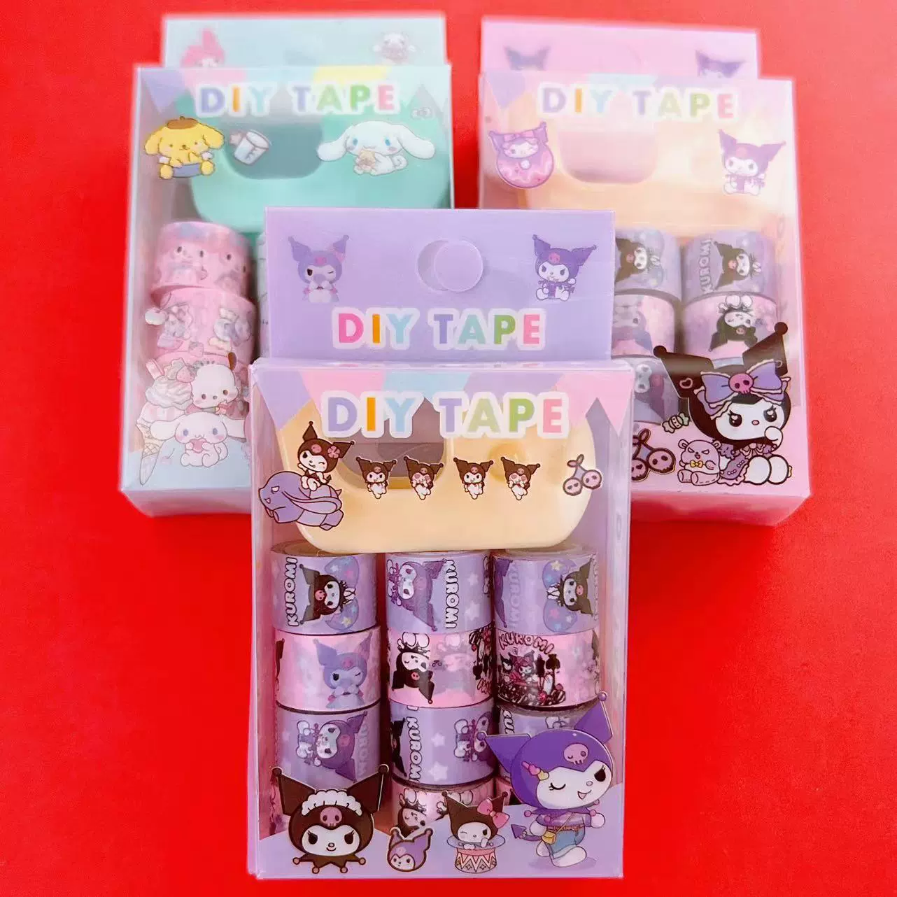 Лента Sanrio с высоким рыночным спросом Kuromi 12 шт. бумаги и ленты DIY резиновая бумага набор для рукоделия, наклейки