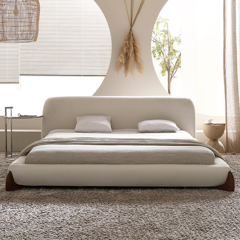 Moderno minimalista cama de boda de 1,8 m tela nórdica cama de madera maciza cama japonesa dormitorio principal minimalista luz cama de lujo estilo ins