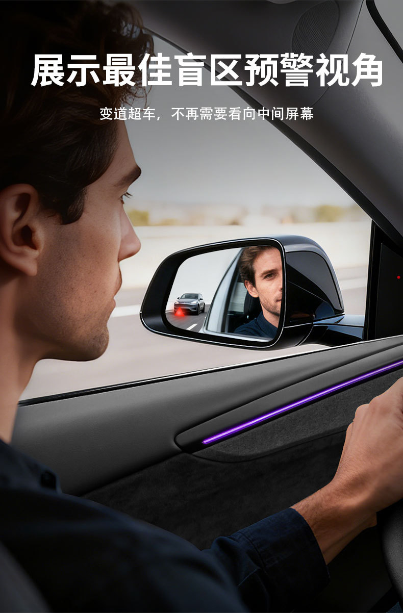 Suitable for Tesla Model 3Y Blind Spot Lane Change and Merging Auxiliary Wireless Transmission Rearview Mirror Bsd Blind Spot Monitoring