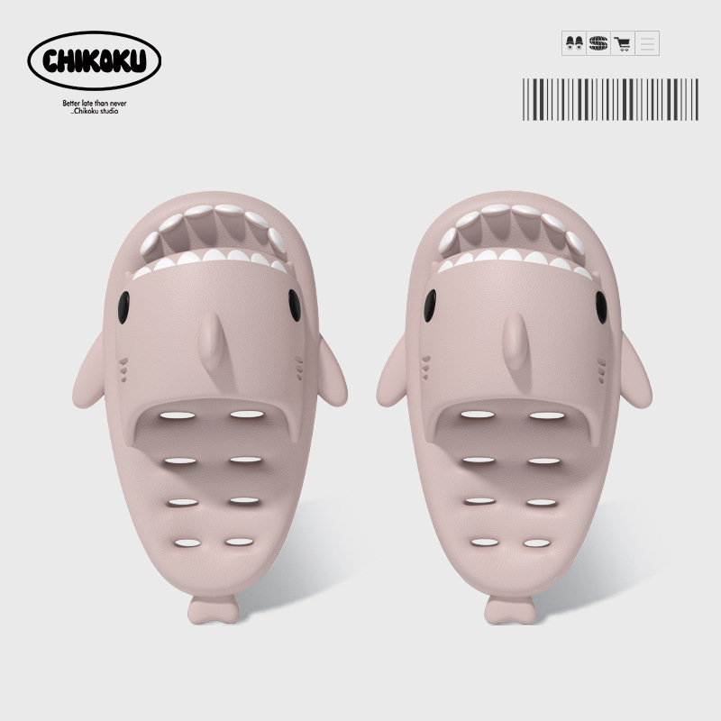 Zapatillas de fondo de masaje de tiburón pareja de adultos antideslizante baño fugas zapatillas de moda al aire libre divertido hogar sandalias lindas