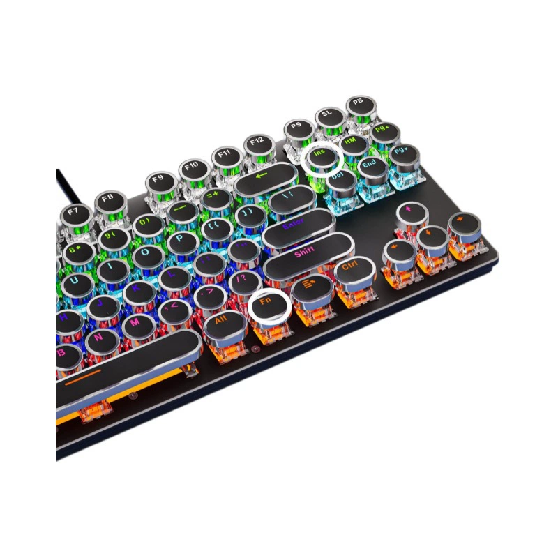 裂纹 K550 Punk Mechanical Keyboard 87-key Wired Hot-swappable Round Key Office Computer Game Russian Keyboard