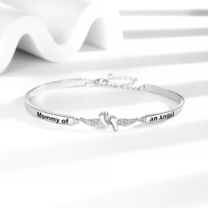 跨境新款纪念母亲的天使之翼女士脚丫手链潮流手环时尚外贸手镯