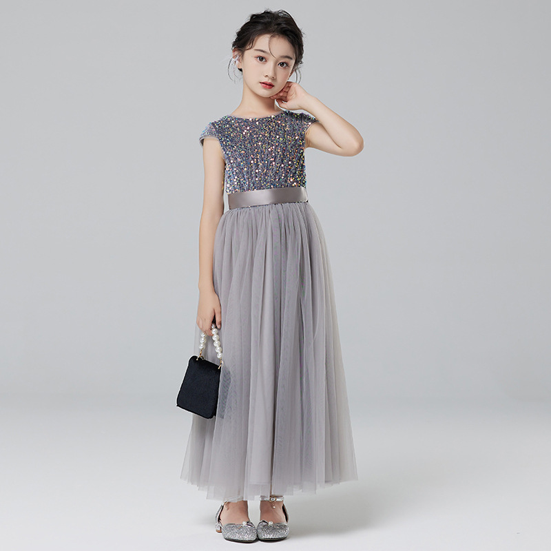 Vestido de princesa para el décimo cumpleaños de las niñas Concurso de piano para niñas