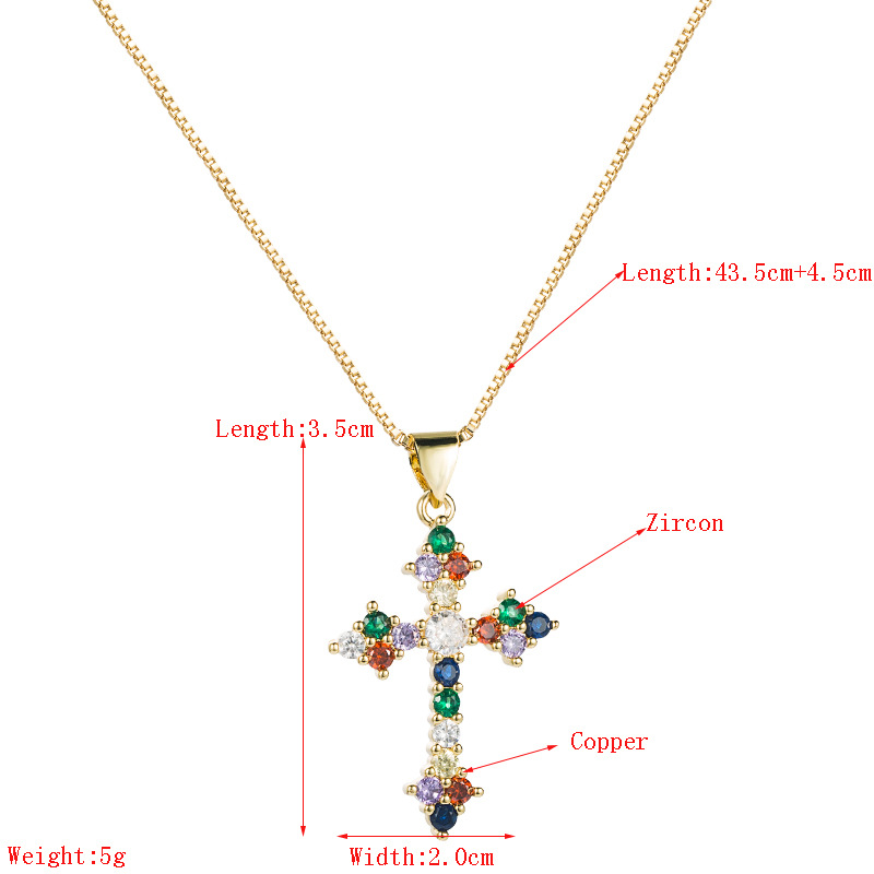 Ins Cross-border European And American Fashion Cross Stylish Pendant Necklace Copper Inlaid Zircon Hip Hop Clavicle Chain Jewelry Wholesale display picture 1