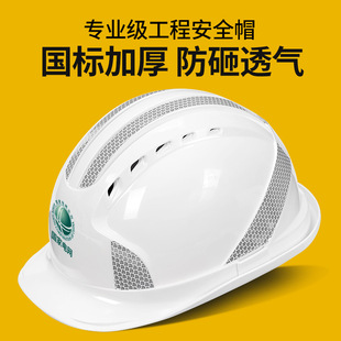 Reflective Safety Helmet for Construction Site Leaders, Breathable and Thickened Men's Helmet with Printed Text
