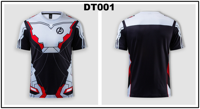 貿易アマゾンメンズアベンジャーズマーベルDC同服スポーツフィットネスストレッチ半袖Tシャツ|undefined