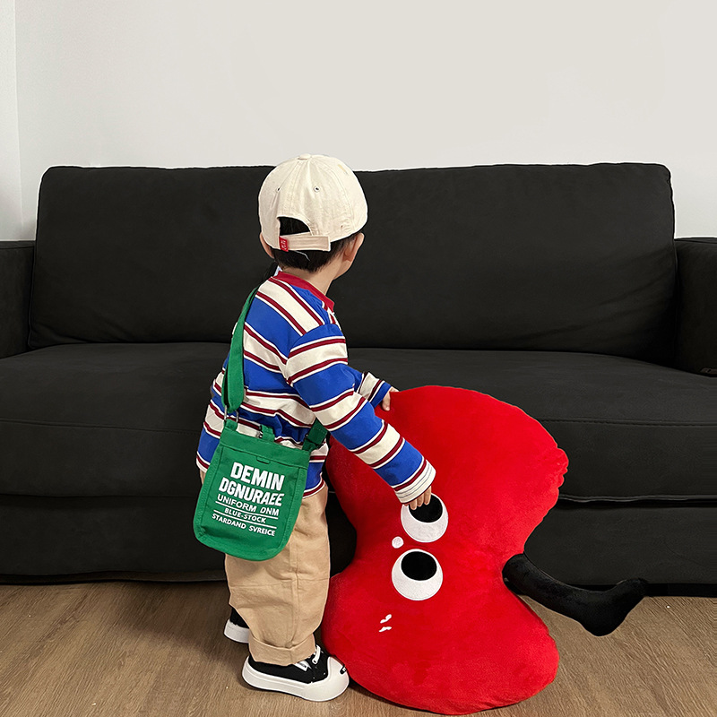 letras de moda coreana, bolsas de hombro para niños y niñas, bolsas de lona mini para bebés, nuevas bolsas de impresión de doble cara para niños