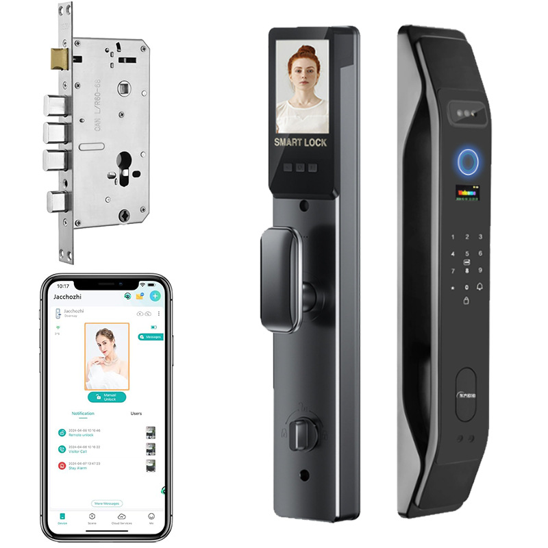 Cerradura Inteligente con Reconocimiento Facial y Huella Digital para Puertas de Madera