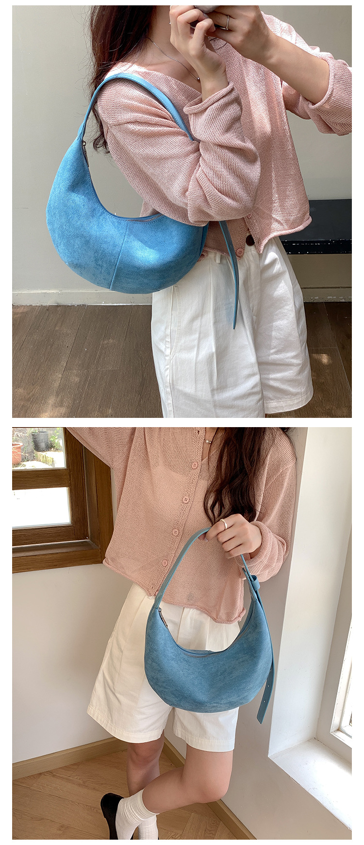 Suede autumn edition women, Japanese Korean niche hand-held dumpling bag, plush fashionable and simple new shoulder bag_voghion.com