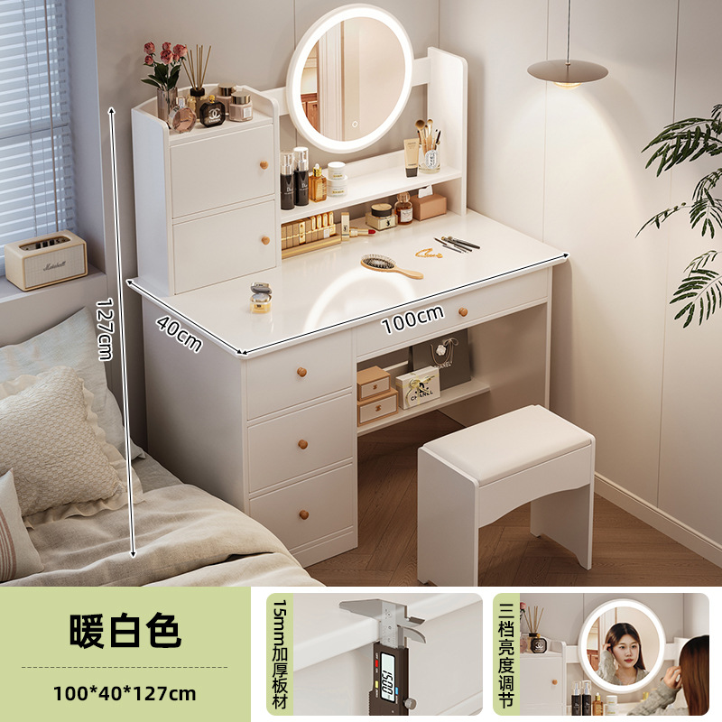 Comedor de vestir dormitorio simple y moderno 2024 nuevo lujo dormitorio principal pequeño tipo de casa mesa de maquillaje espejo gabinete de almacenamiento en uno