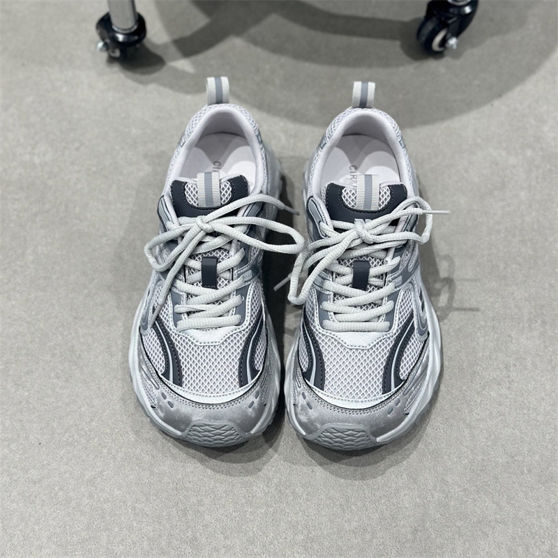 IG Laixini 本革メッシュダッドシューズ女性用 2025 新しい厚底軽量多用途スポーツシューズカレッジジョギングシューズ|undefined
