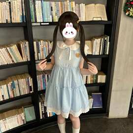 2026夏季日系软妹学院风小熊连衣裙娃娃领甜美小清新字裙女