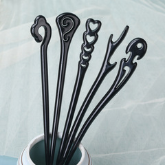 Ancient-style hair accessories, minimalist modern hairpin, retro hairpin with glossy black hairpin, qipao headwear, Hanfu accessories