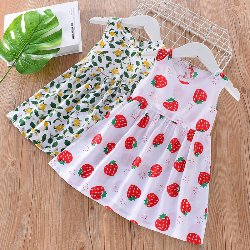 Cross-Border Children's Dress Summer Girls' Floral Princess Dress Beach Dress Summer New Cotton Silk Camisole Dress