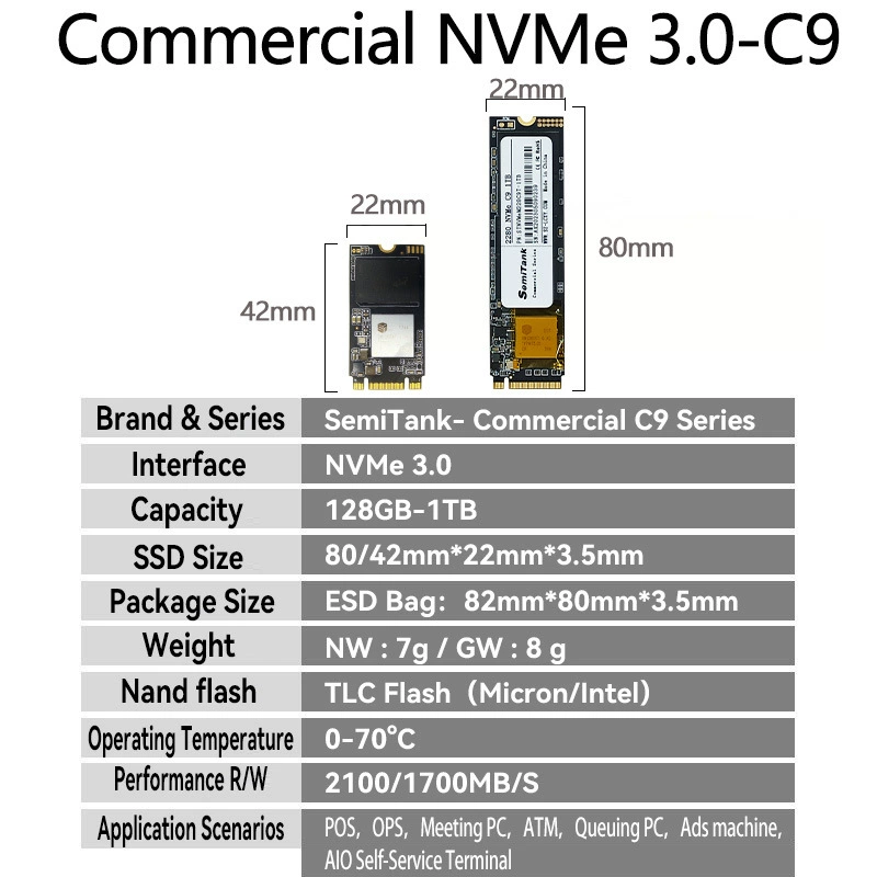 Коммерческий SSD 256GB 128GB 512GB NVMe M.2