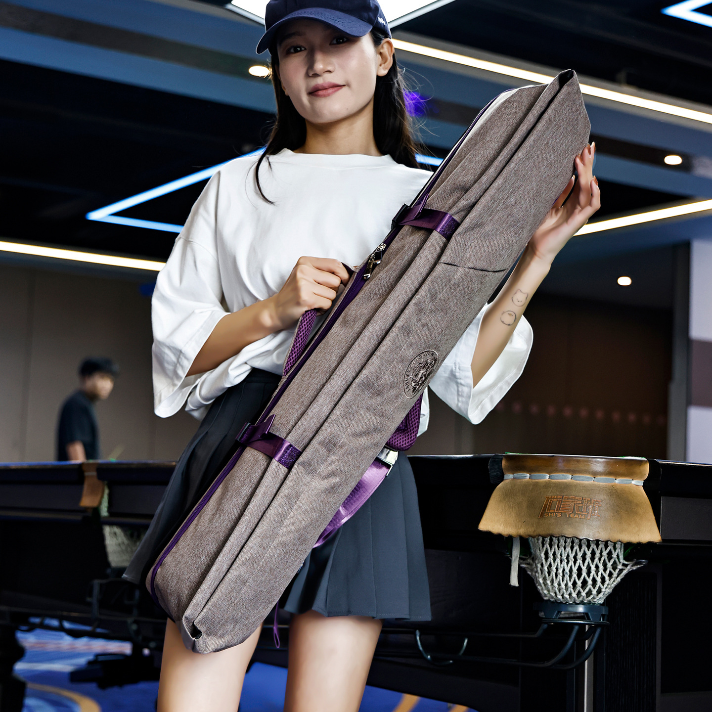 新款大容量台球杆包批发时尚高级感台球杆桶防水面料桌球杆收纳袋