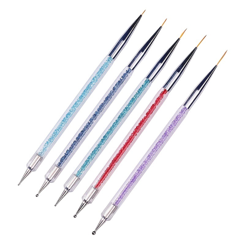 Transfronterizo especial para 5 unids doble cabeza dibujo línea dibujo pluma construcción pluma punto taladro pluma punto flor aguja color pintura manicura traje