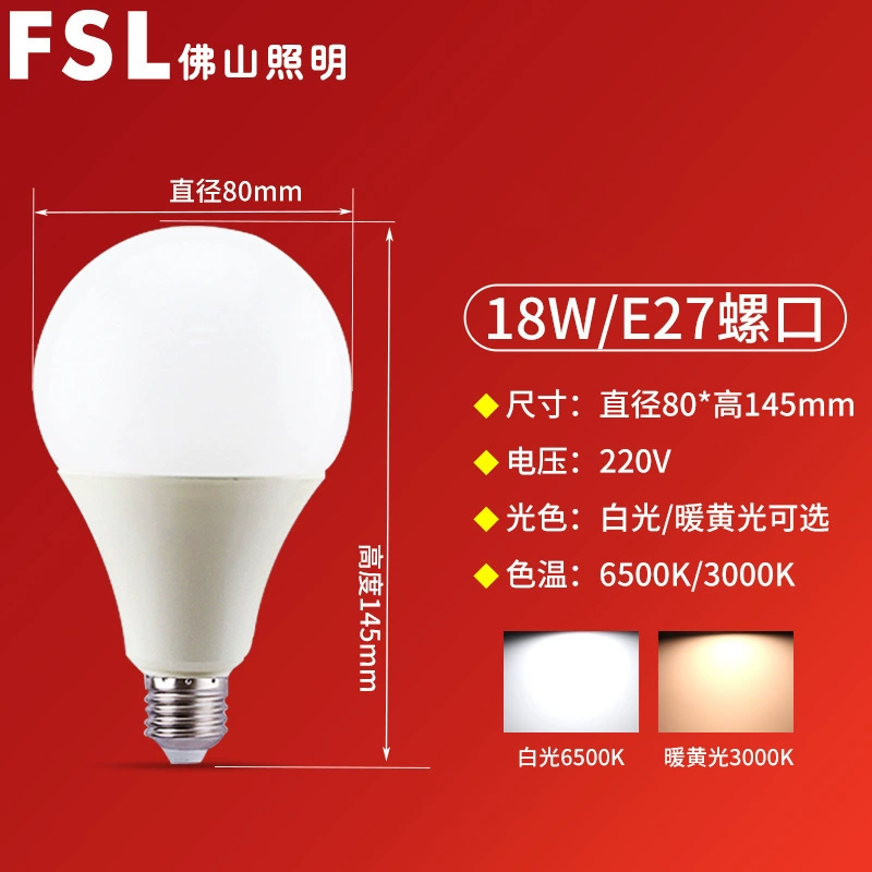 FSL LED lights, round energy-saving lamp, bulb, industrial table lamp for living room for bedroom, with screw socket
