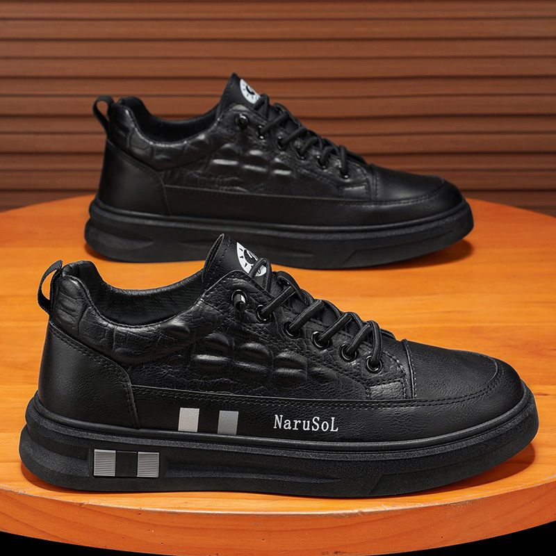 Men's Shoes New Style Flat-Soled Men's Sneakers Black Leather Men's Casual Shoes Student Crocodile Pattern Shoes White Shoes for Men Men's Shoes New Style Flat-Soled Men's Sneakers Black Leather Men's Casual Shoes Student Crocodile Pattern Shoes White Shoes for Men