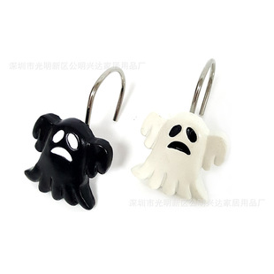 Factory Direct Halloween ghost festival black and white ghost resin hook shower curtain hook bathroom supplies sticky hook hook