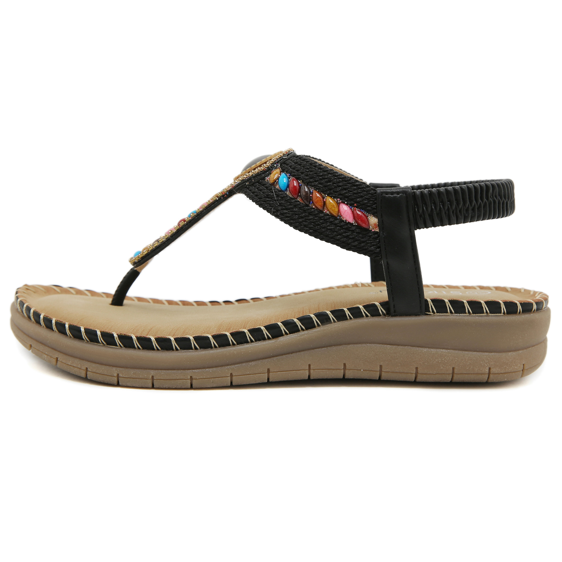 5012-7 Nuevo 2025 bohemia diamante zapatillas de masaje de látex casuales cómodas zapatos planos de tamaño grande